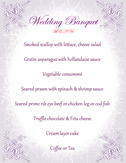 wedding Banquet menu